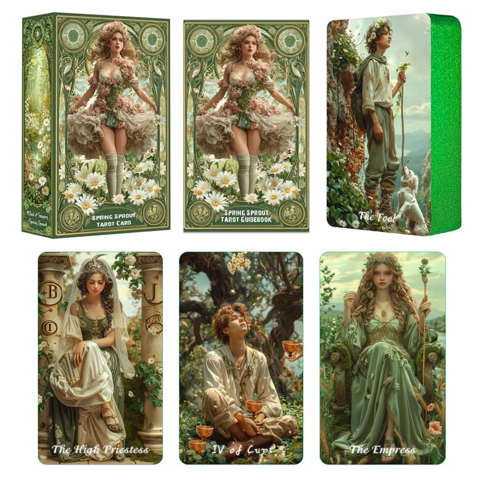 Cartes de tarot pour débutants avec guide, jeu de tarot Spring Sprout, 80 cartes Oracle et tarot, ca