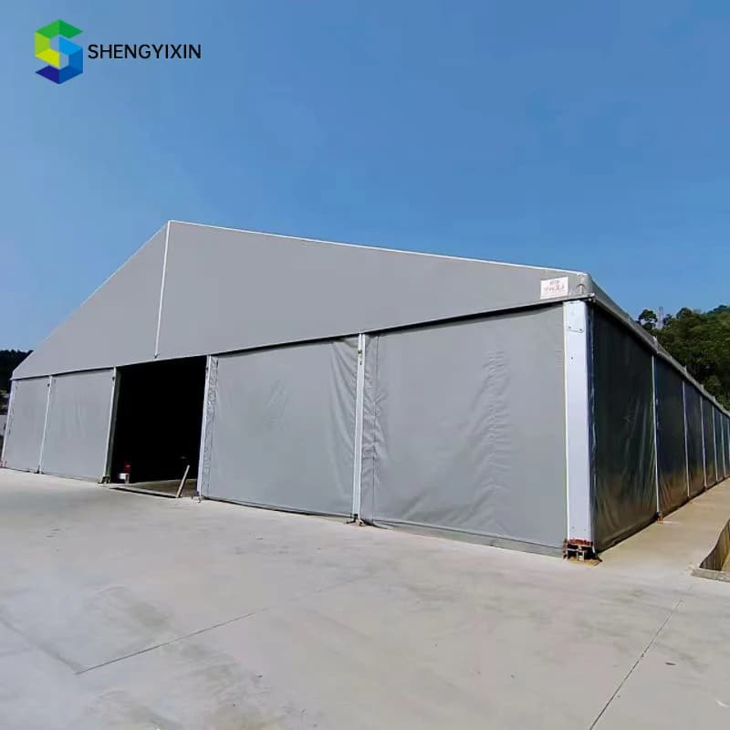 Tente de stockage industrielle à plafond haut, auvent durable, montage facile, tente d'entrepôt exté