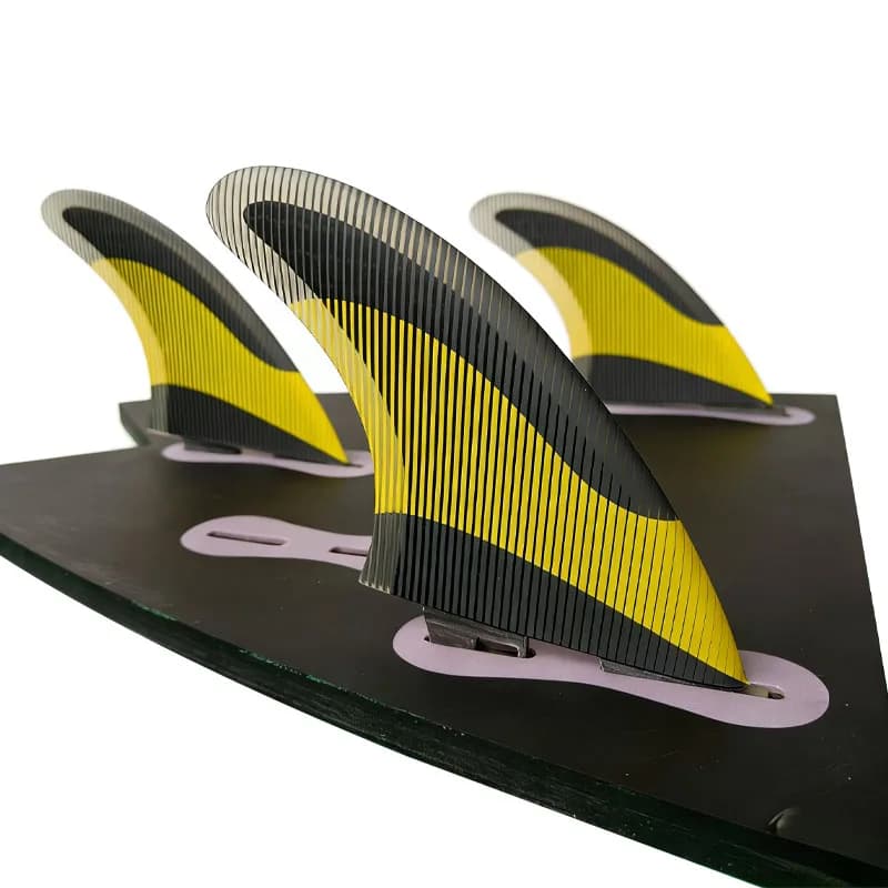 Ailerons de surf : Ensemble de trois ailerons de planche de surf MF G5 G7 jaunes, verts et bleus, fa
