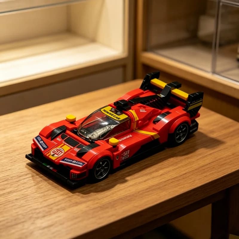 Nouveau modèle 2026 : Ensemble de blocs de construction de voiture de course rouge, briques d'assemb