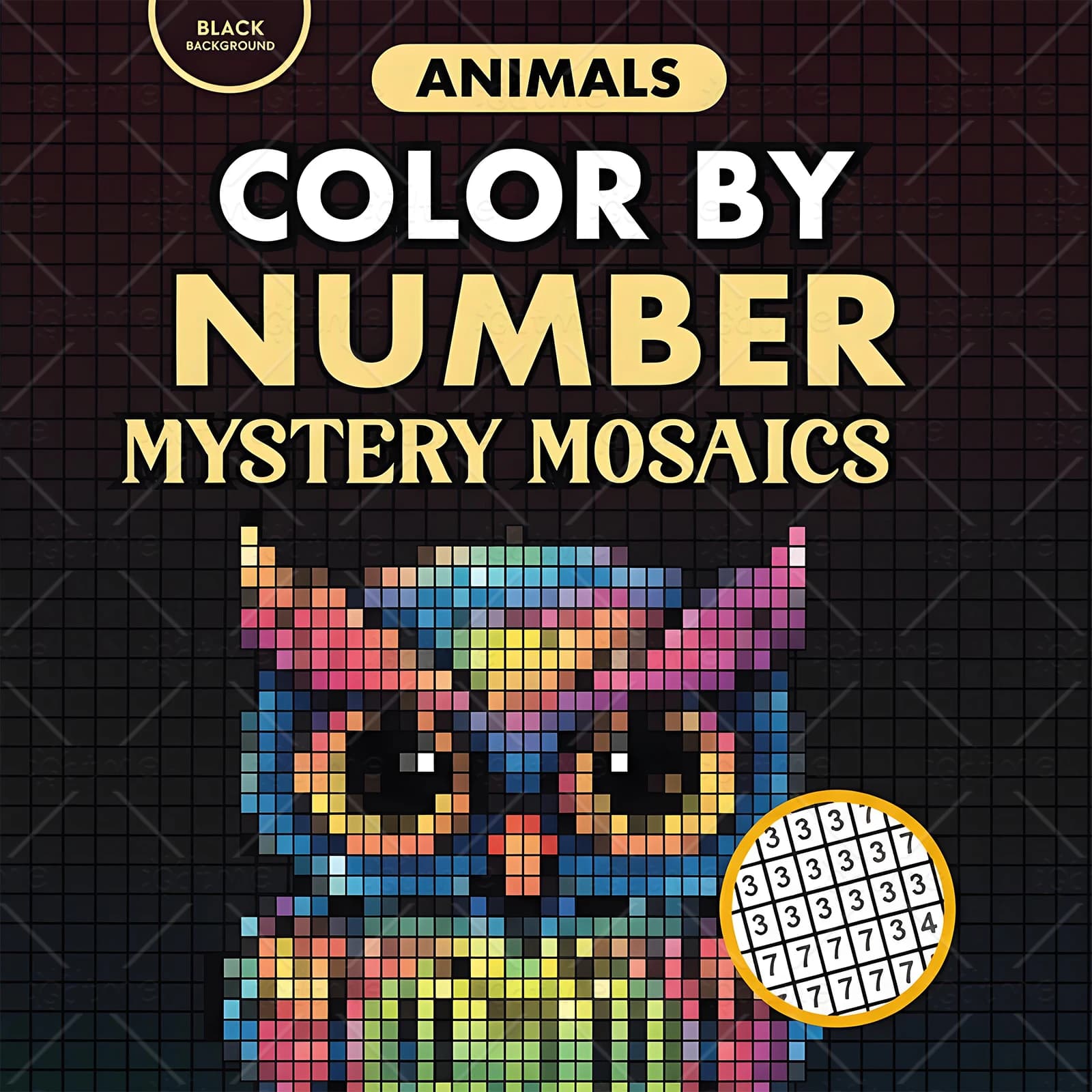 MYSTERY MOSAICS Livre de coloriage pour animaux pour adultes et adolescents ﻿ Livre de gribouillis e