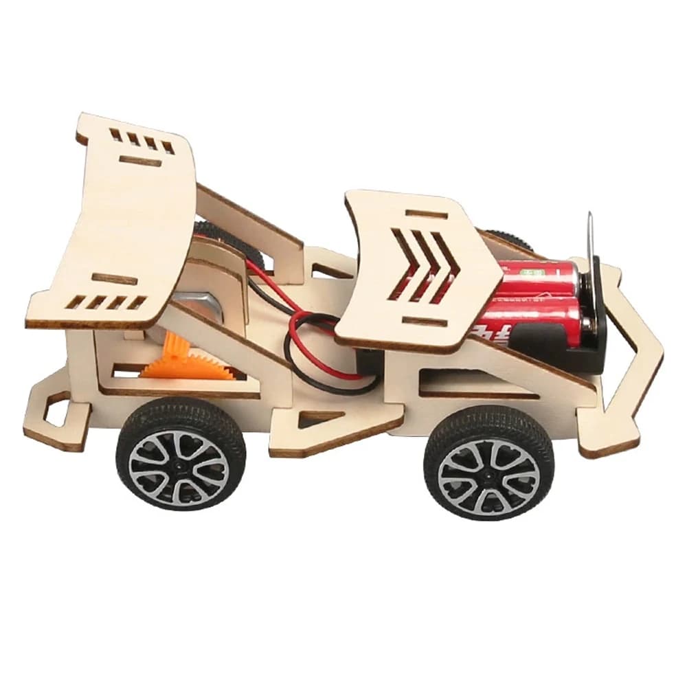 Voiture de course électrique en bois, bricolage, Puzzle assemblé, expérience scientifique, jouet amu
