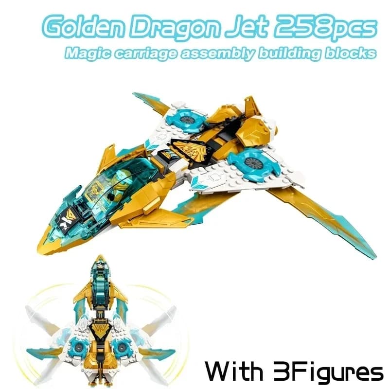 Nouvelle Saison Blocs de Construction Dragon Doré Ultra Tetraposaurus Dragon à Quatre Têtes Briques 