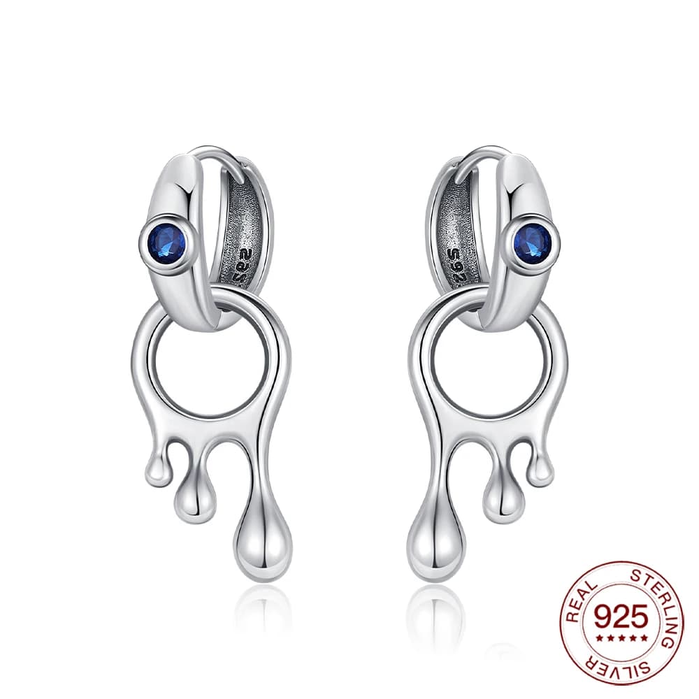 Boucles d'oreilles en argent Sterling 925, gouttelettes d'eau liquides, originales, pour femmes, à l