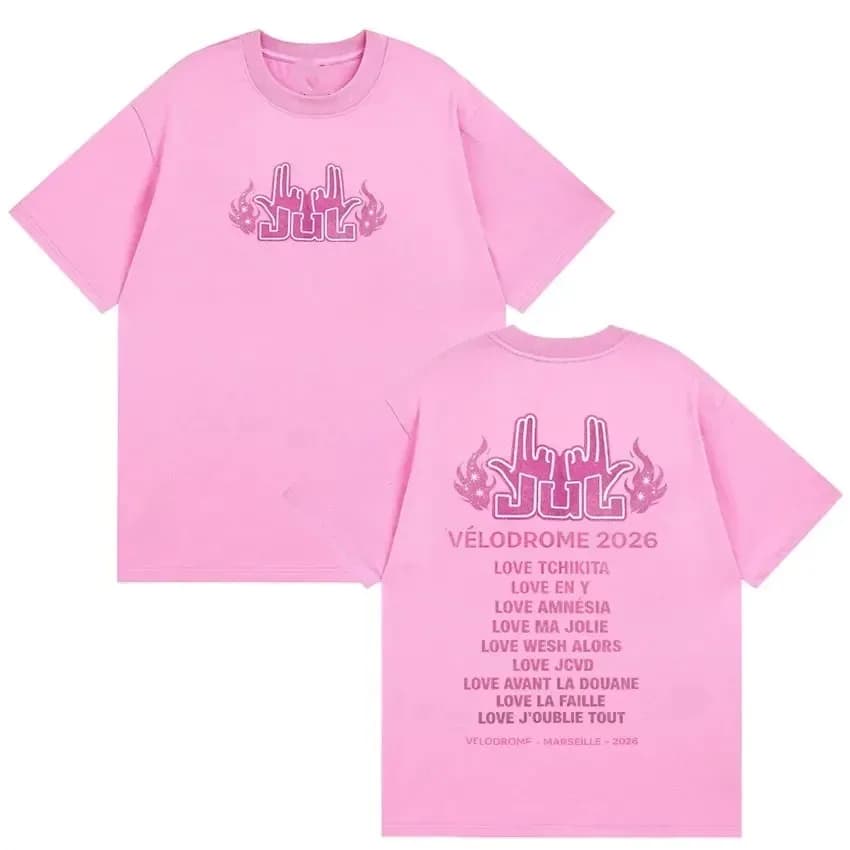 T-shirt graphique Jul Velodrome 2026 Concert Tracklist, T-shirt unisexe en coton décontracté style s