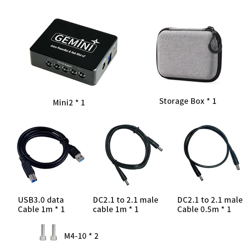 Boîtier d'alimentation astronomique GEMINI Astro 2025 Mini V2 HUB DC+ USB3.1 à lecture haute vitesse