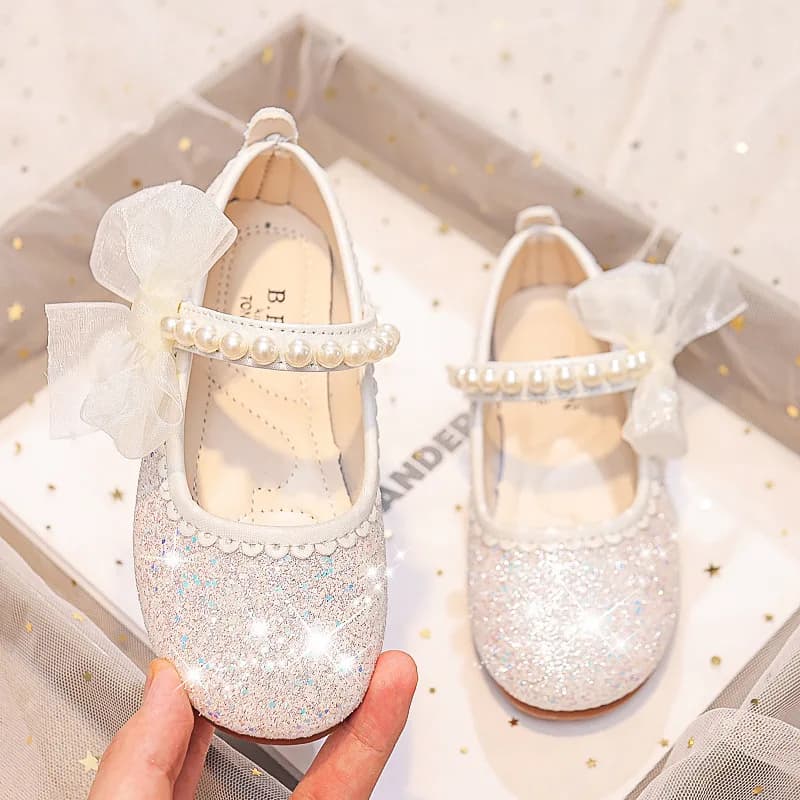 Mode filles Mary Janes pour fête spectacles de mariage nœud perles chaussures de princesse élégantes