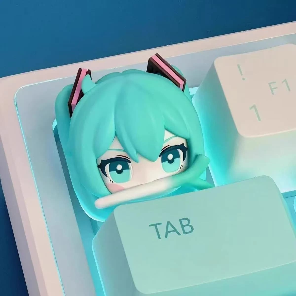 Keycaps DIY Hatsune Miku tendance, personnalité Anime, pour clavier mécanique à axe croisé, en PBT e