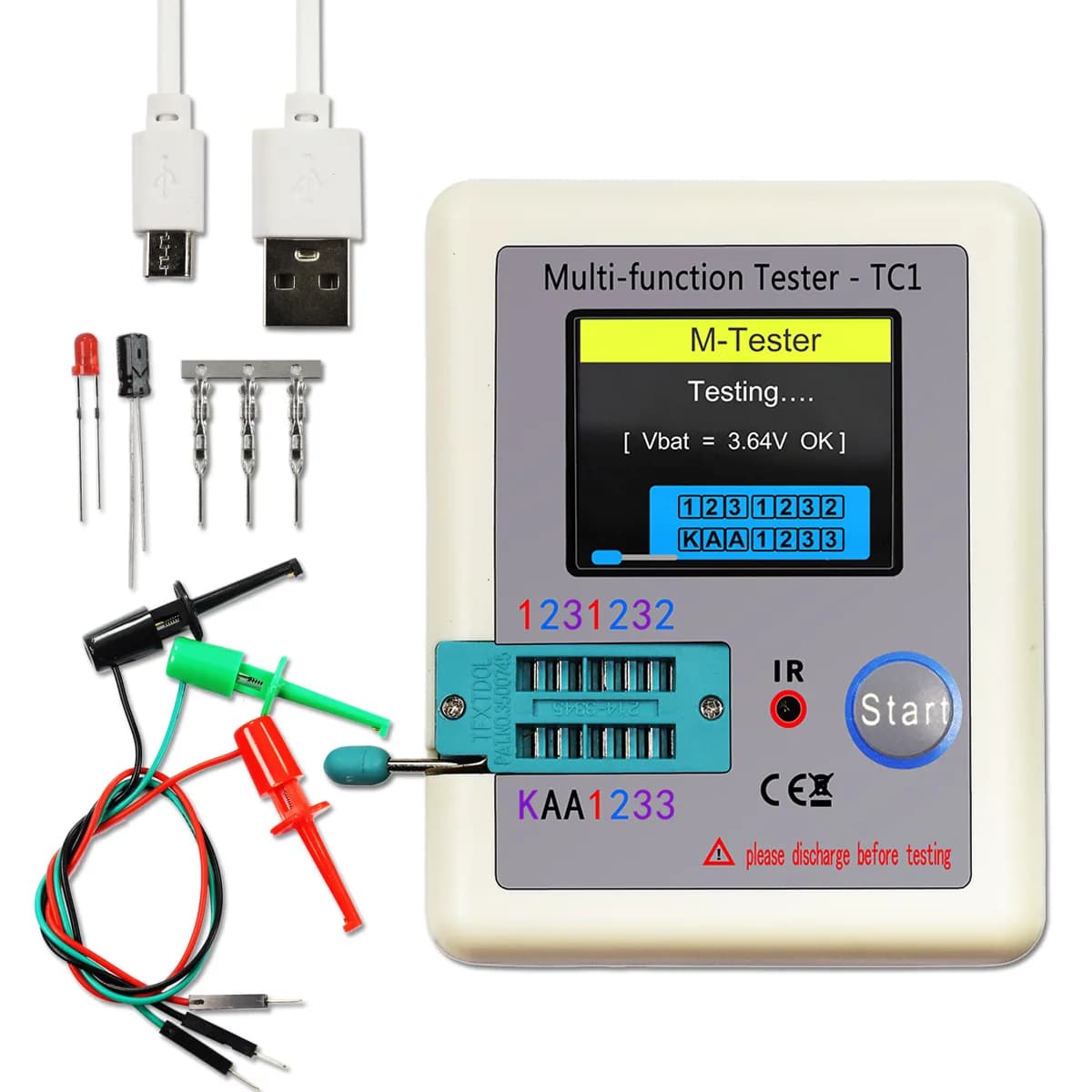 LCR TC1 1.8 pouces TFT LCD affichage multimètre Transistor testeur Diode Triode condensateur résista