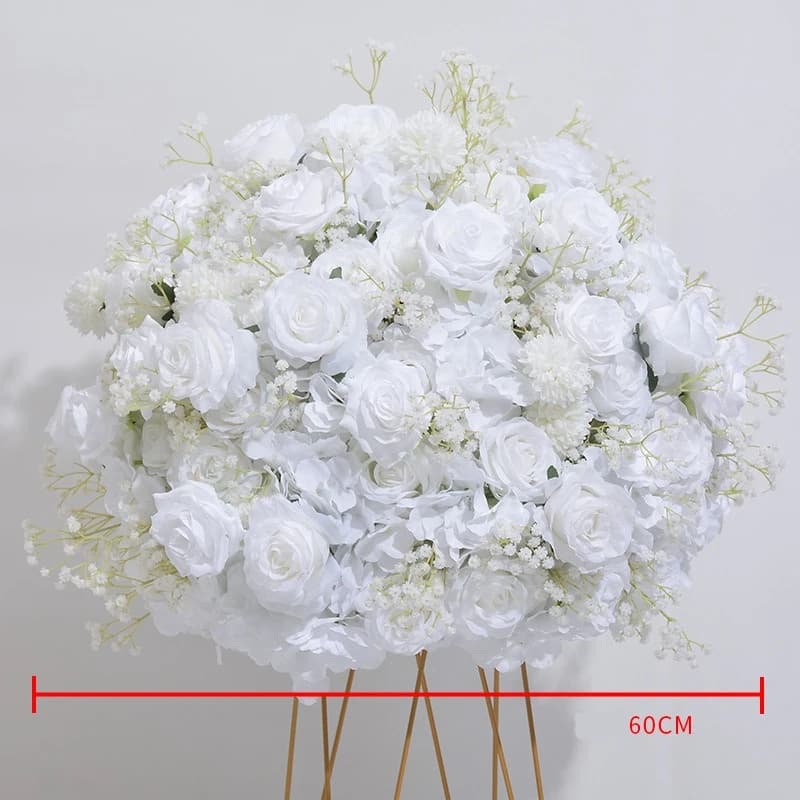 Boules de fleurs de 60 cm en crème blanche pure et roses, pour décoration de table de mariage, de fe