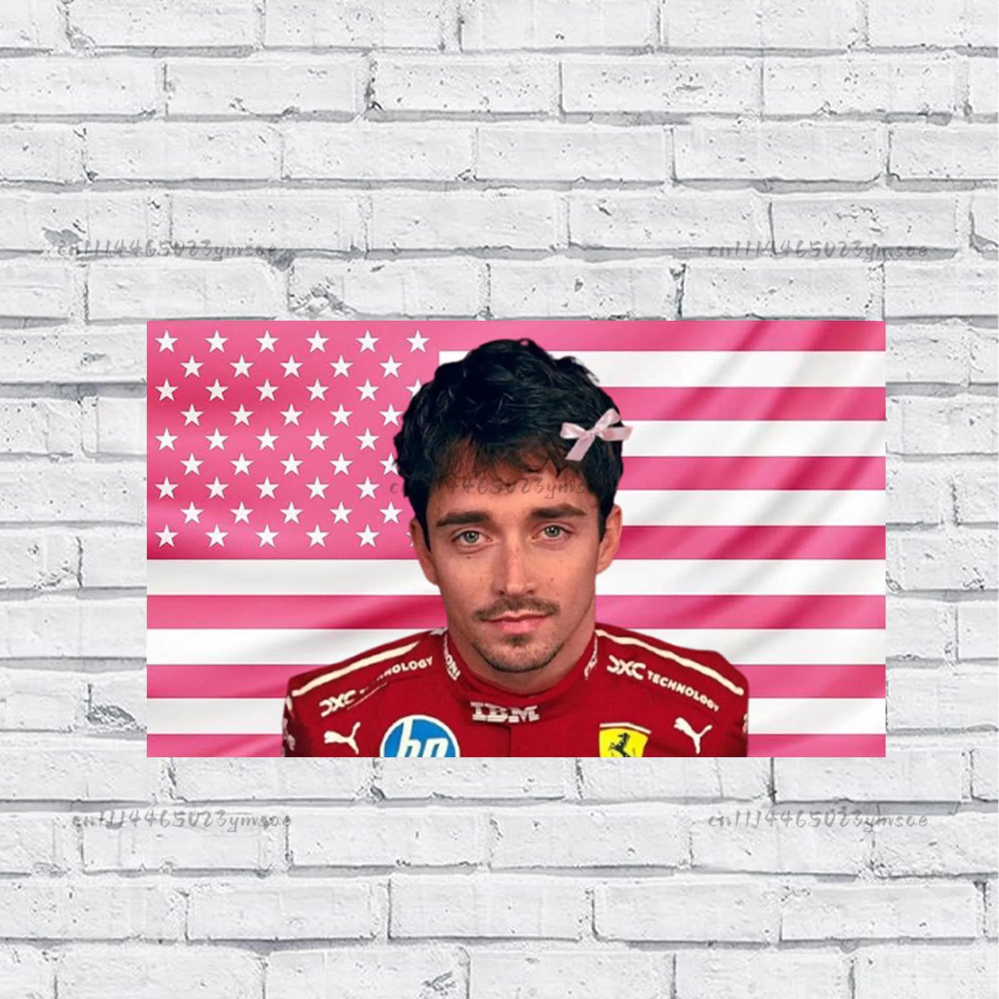 Tapisserie Murale Décorative Rose Charles Leclerc Esthétique Racing – Art Mural pour Chambre, Dortoi