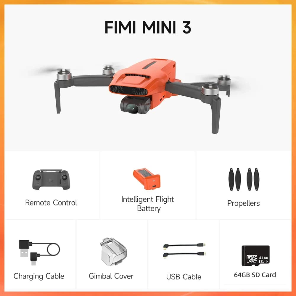 Nouveauté Fimi Mini 3 249g avec caméra à cardan 3 axes 4K 60fps, vidéo nocturne IA, GPS, portée de t