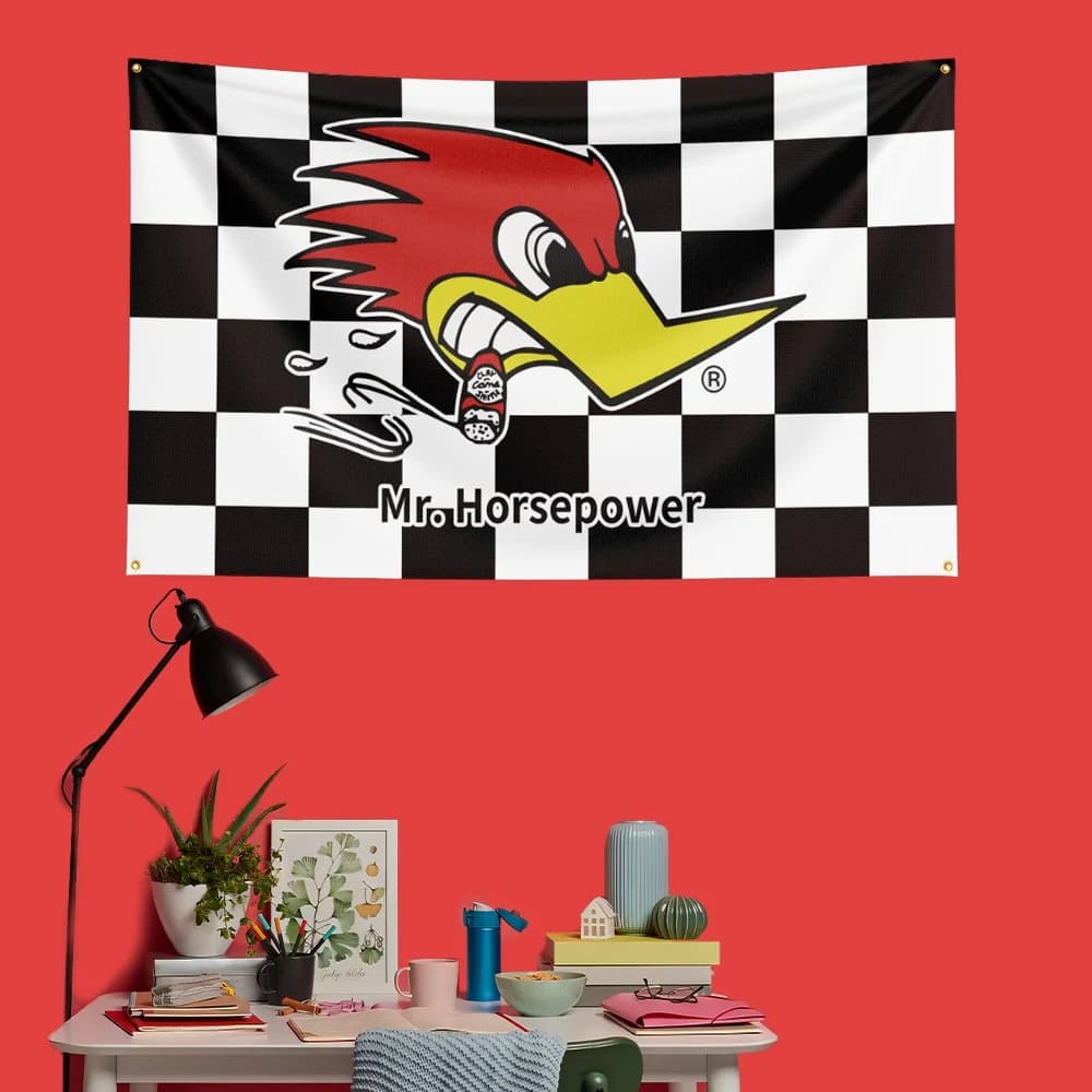 Drapeau de course automobile Mr.horse-power, 3x5 pieds, 90x150cm, bannière décorative en polyester,