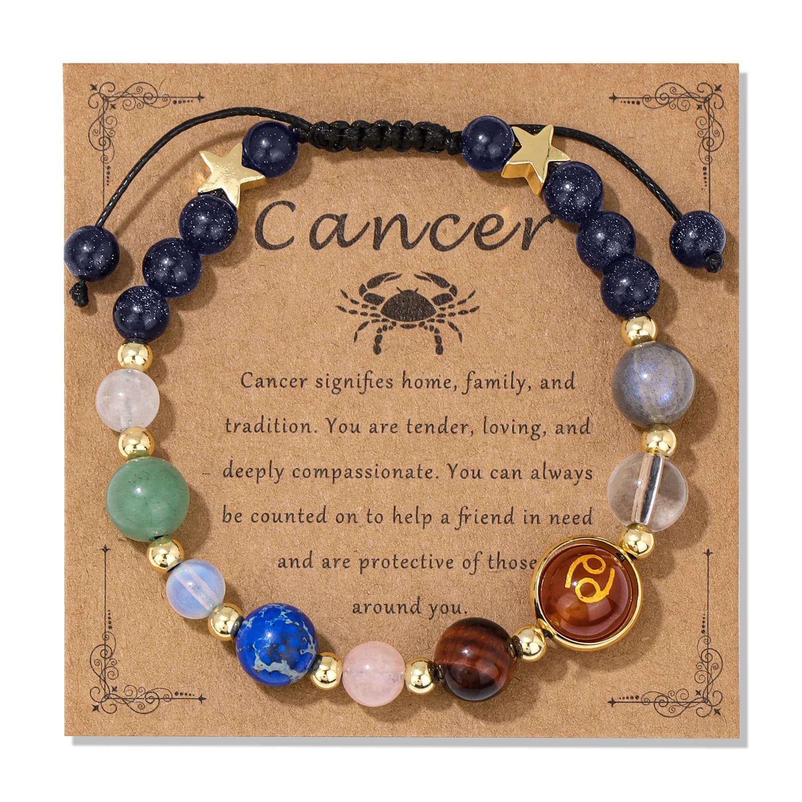 Bracelet Constellation en pierre naturelle, bélier, lion, sagittaire, signe du zodiaque, perle en pi