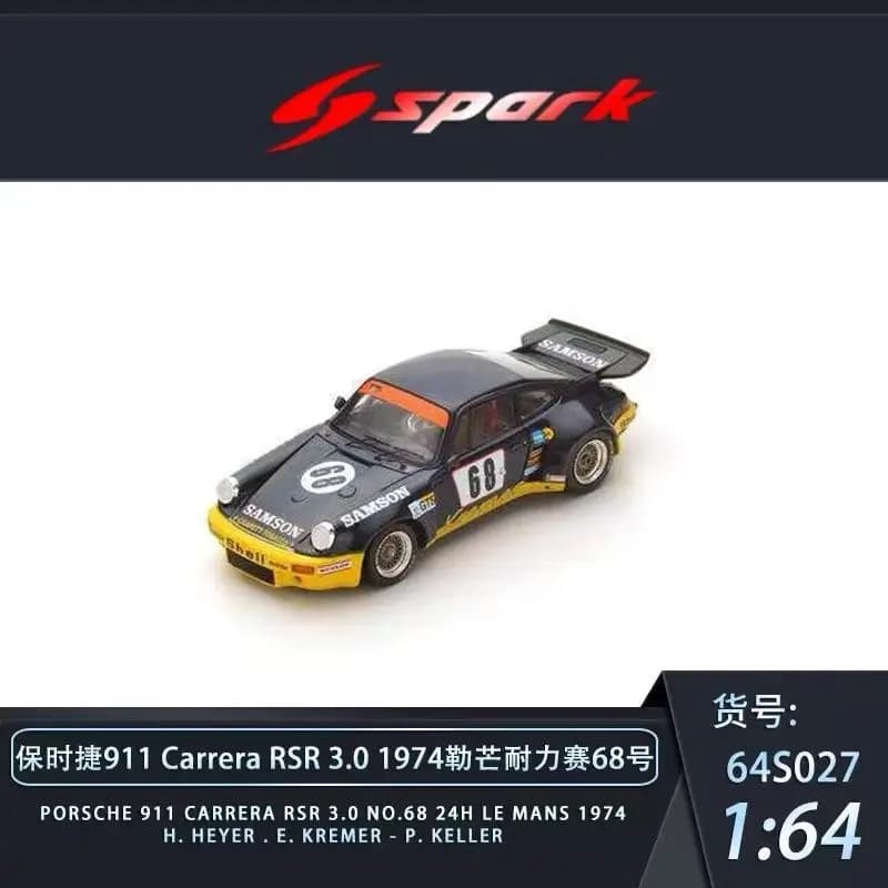 Spark 1:64 Porsche 911 RSR Green Dinosaur Carrera 3.0 Le Mans Endurance Car, modèle de voiture en al