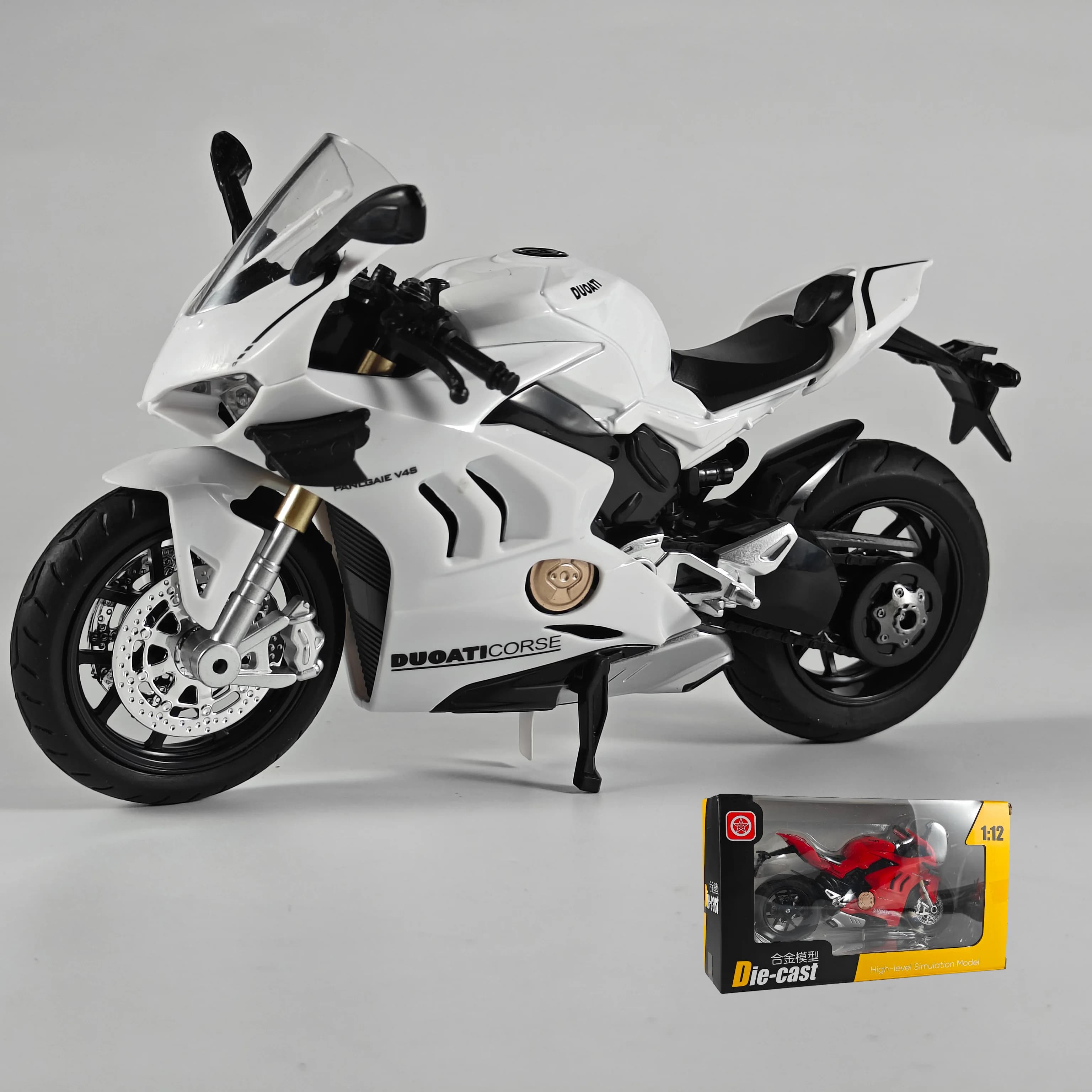 1/12 Ducati V4S Voiture De Course Diecast Moto Modèle Son Et Lumière Jouet Maison Décoration D'intér
