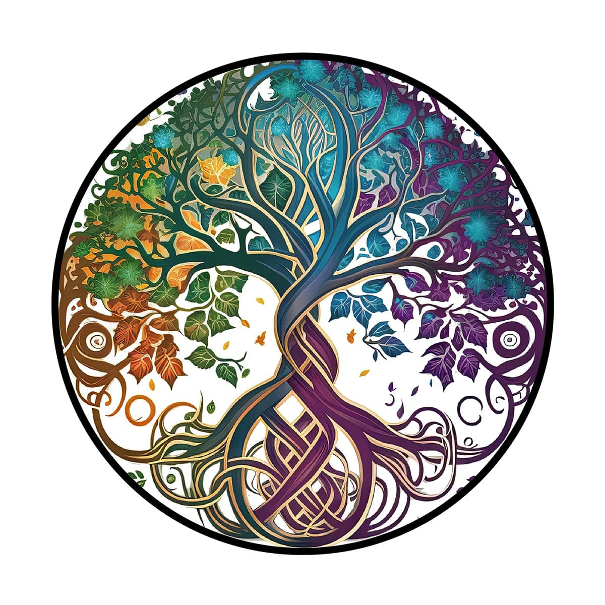 Attrape-soleil teinté à motif d'arbre de vie en verre, pour décoration de panneau d'ornement suspend