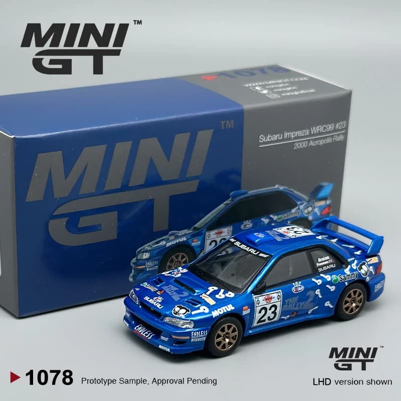 MINIGT 1:64 Subaru Impreza WRC99 # 23 2000 Acropolis Rally MGT Modèle de voiture en alliage 1078