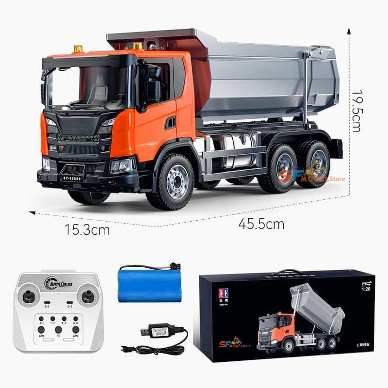Camion à benne basculante RC Double E E593 1/20 G540, modèle de camion RC électrique avec système d'