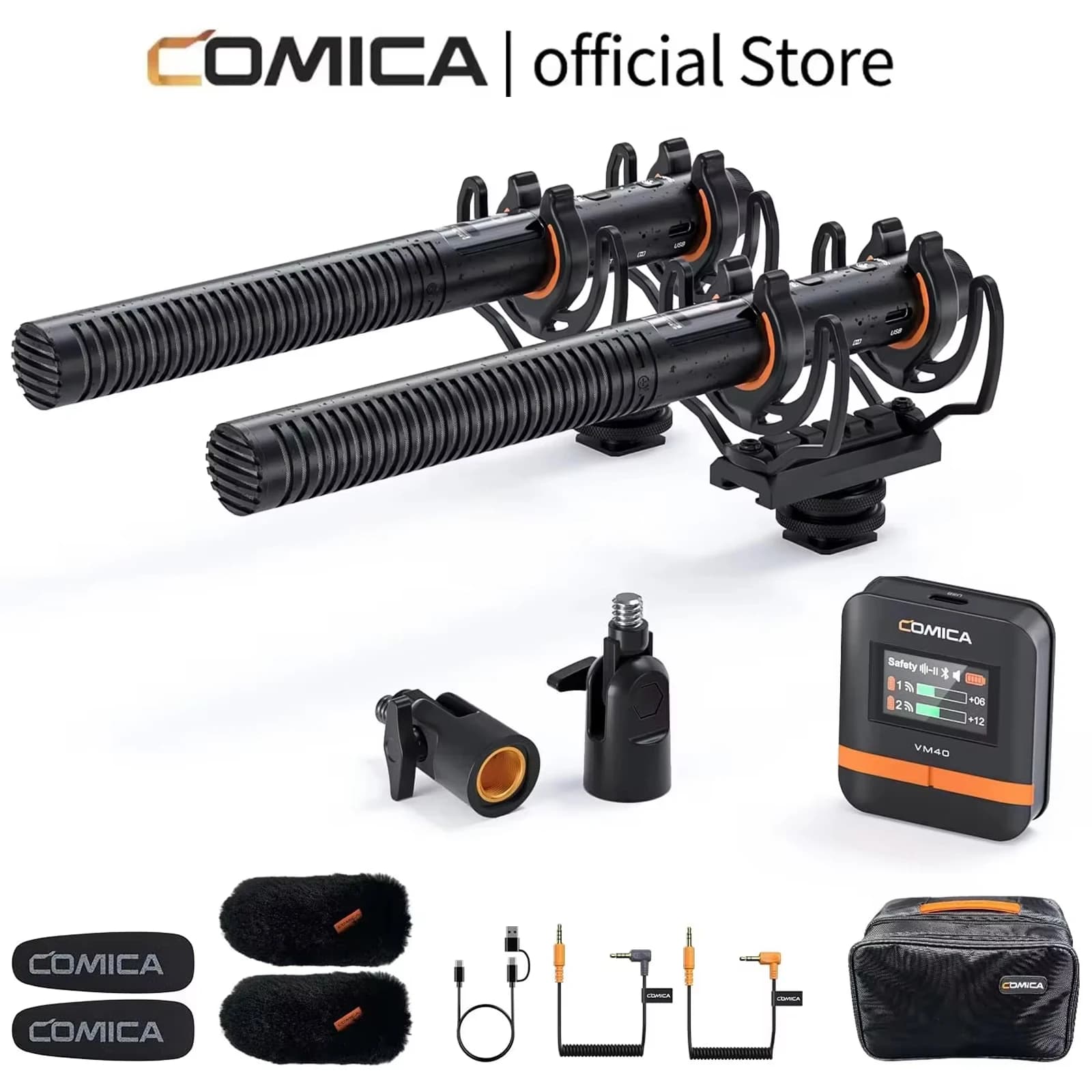 Microphone sans fil COMICA VM40 2.4G super cardioïde à double canal, modes filaire et sans fil, pour