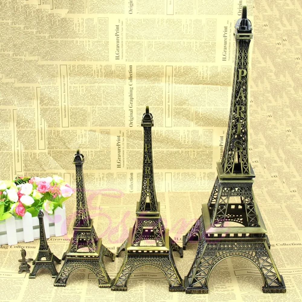 25CM ton Bronze Paris tour Eiffel Figurine Statue modèle en alliage Vintage