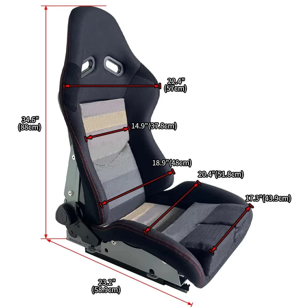 1PC Siège baquet universel de sport réglable en tissu pour simulateur de course automobile, pièces intérieures