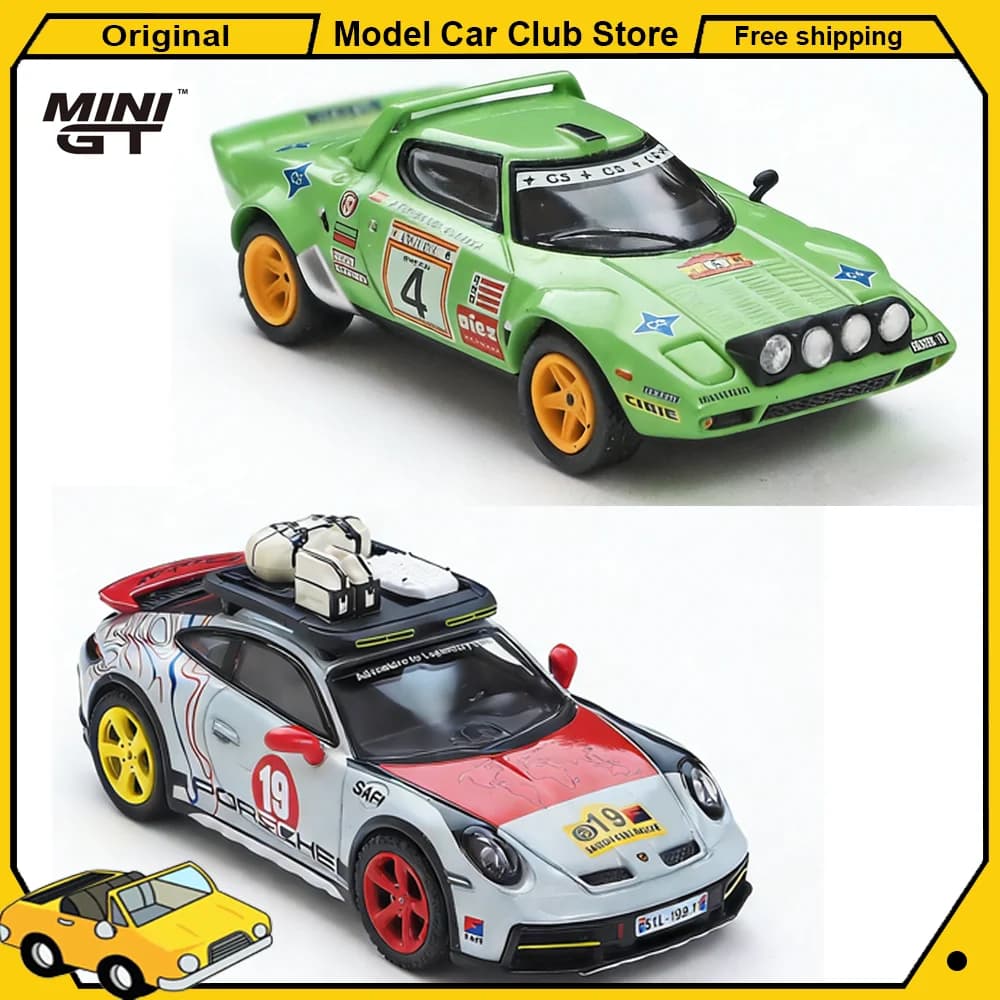 MINIGT 1/64 Porsche 911 Dakar rallye oncleRally Lancia Stratos HF Subaru WRC Crally modèle de voiture en alliage Miniature moulé sous pression jouet de collection