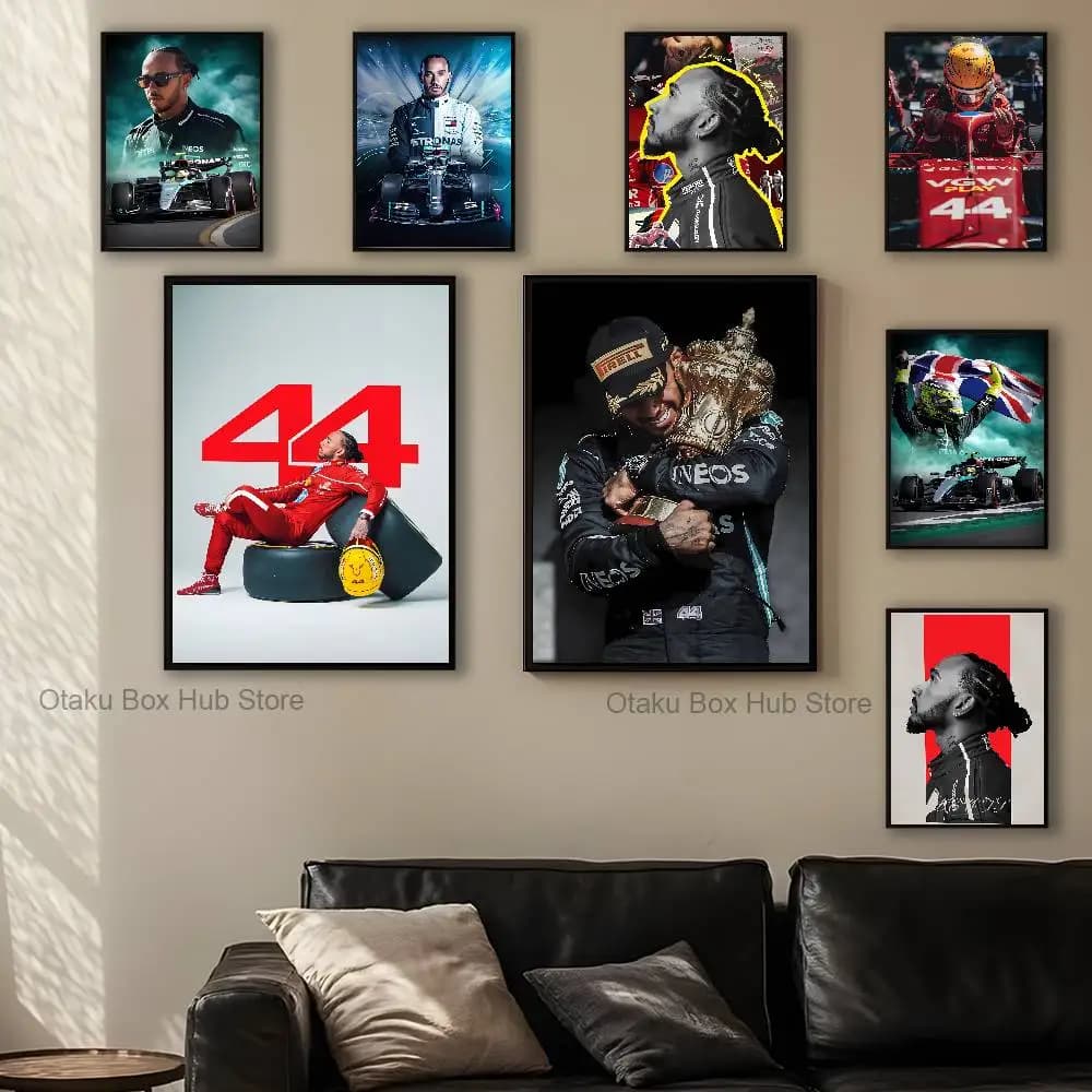 Affiche murale polyvalente Racing 44 L-Lewis H-Hamilton, pour salon, chambre à coucher, bureau, couloir, Bar, décoration de maison, cadeau