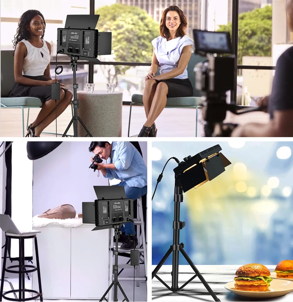 Nagnahz U800+ LED Video Light Photo Studio Lampe Bicolore 2500K-8500k Dimmable avec Trépied Télécommande pour Enregistre