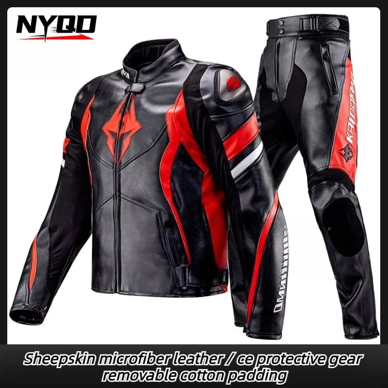 Combinaison de moto en cuir anti-chute pour homme