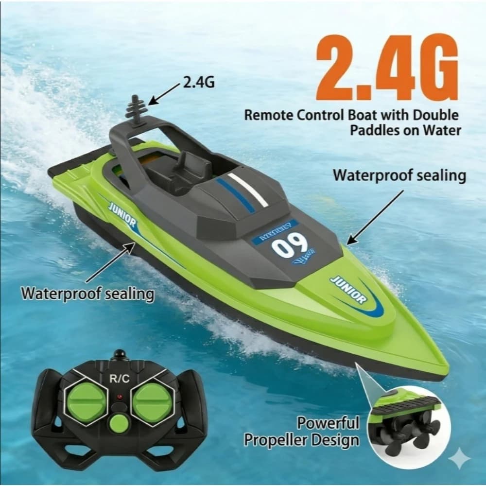Bateau RC haute vitesse 2,4 GHz, bateau de course électrique, jouet aquatique étanche pour piscine, lac et jeux en plein air