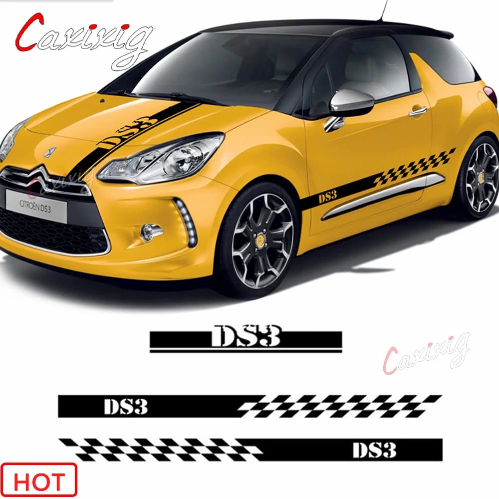 Autocollant de jupe latérale de porte de voiture à rayures pour citroën DS3, couverture de moteur de capot automobile, décor de Film de carrosserie en vinyle