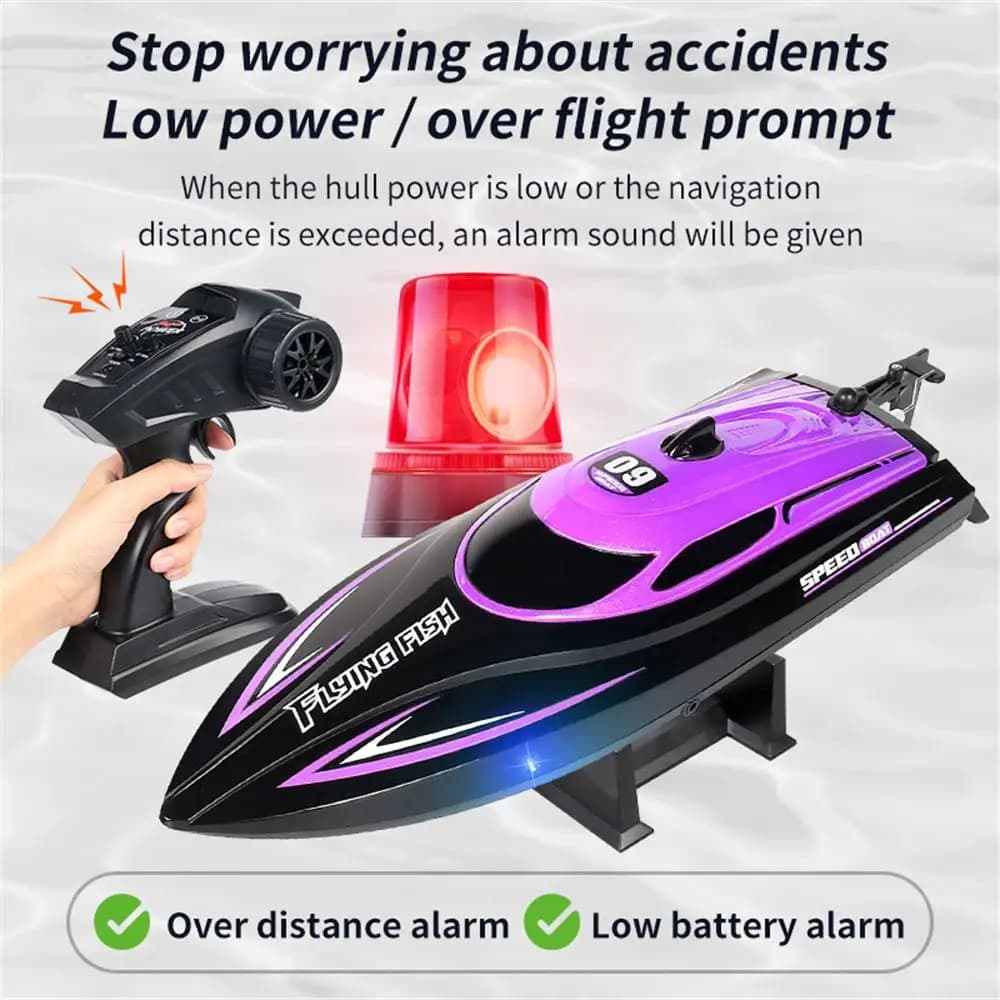 Hors-bord de course électrique à grande vitesse avec lumière LED, bateau RC étanche, 2.4G, 4CH, 25 km/h, jouets de piscines extérieures de lacs pour garçons et enfants
