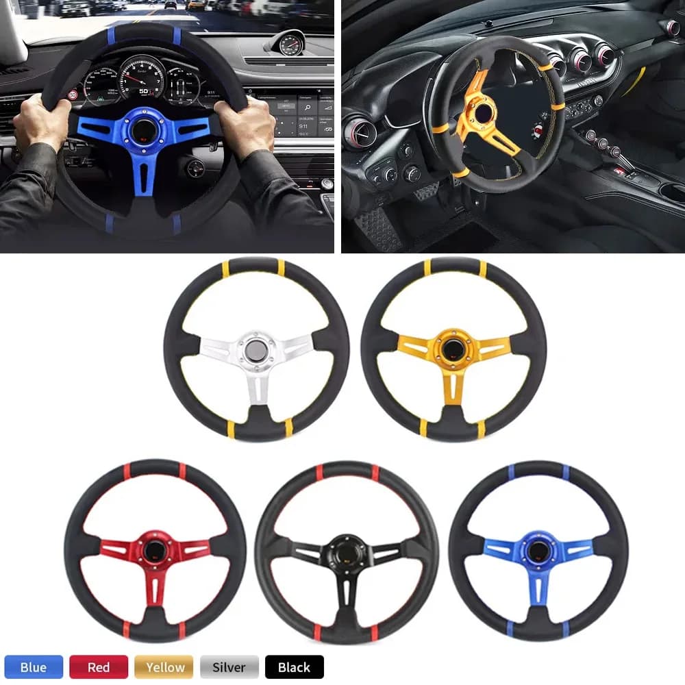 Volant de sport 350 mm/14 pouces en aluminium + PU