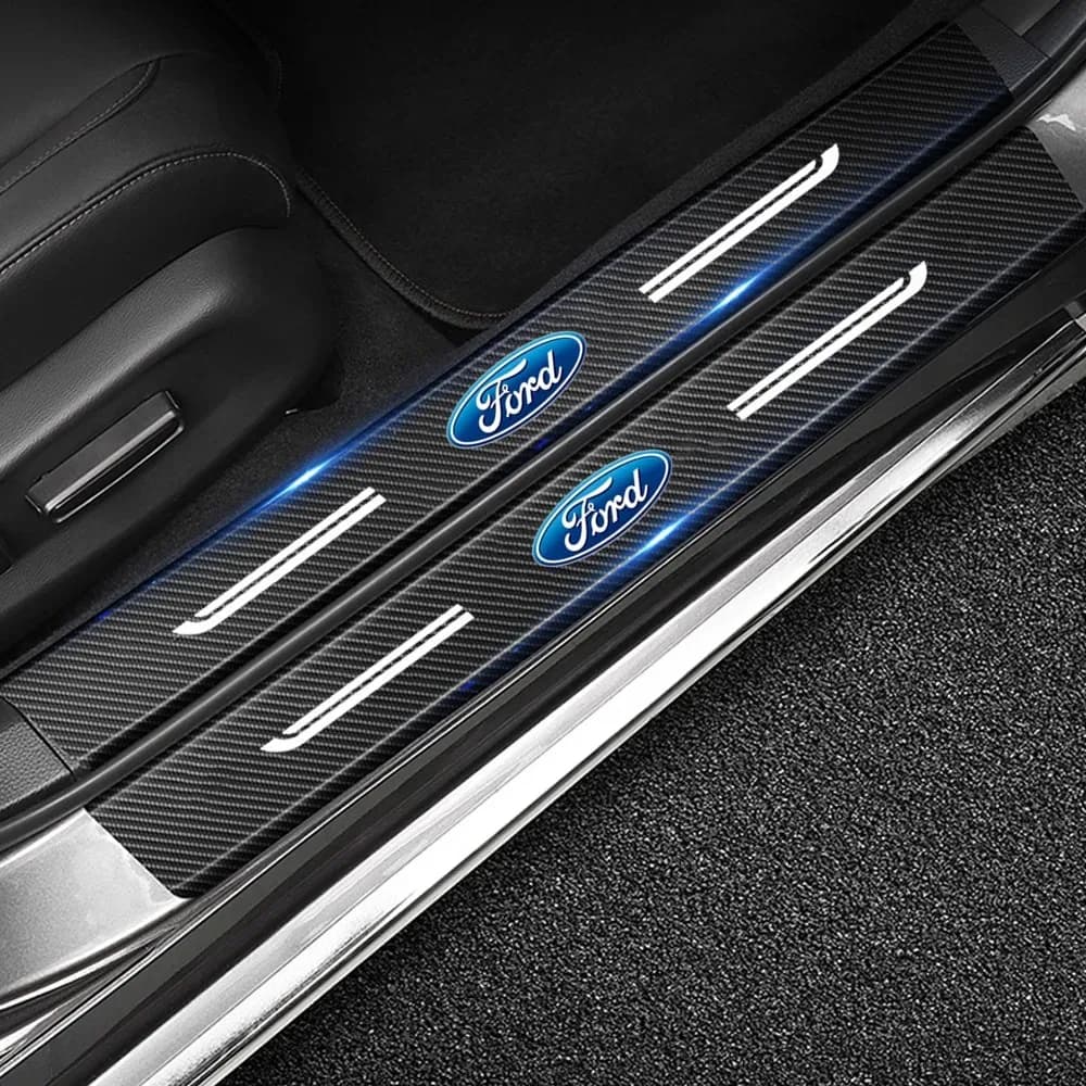 Autocollants anti-rayures avec Logo Ford pour seuil de porte de voiture, autocollant de protection extérieur, accessoire pour Ranger Kuga Mondeo Transit Explorer Escape