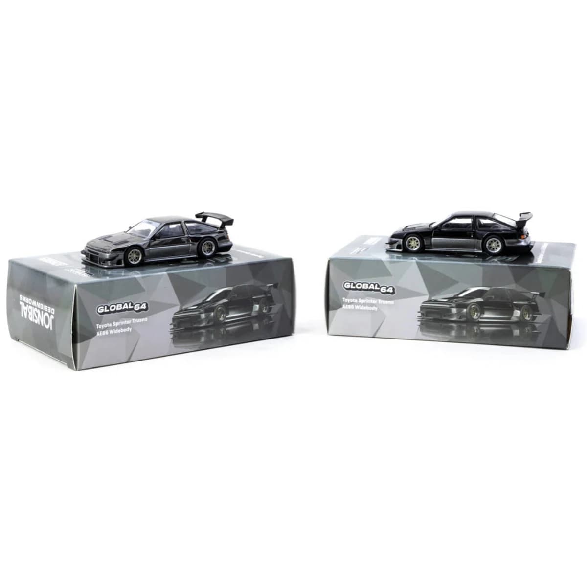 Tarmac Works GLOBAL64 1:64 Toyota Sprinter Trueno AE86 Widebody Noir Modèle de voiture miniature en métal en stock Prêt à être expédié
