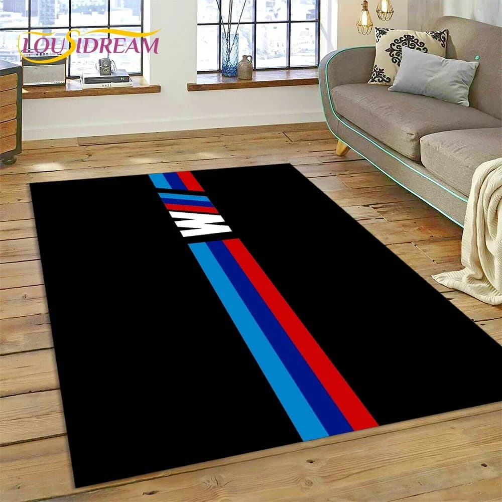 Tapis imprimé en 3D avec logo de voiture de course B-BMW, pour salon, chambre à coucher, décoration de la maison, tapis de sol antidérapant, décoration pour canapé, paillasson