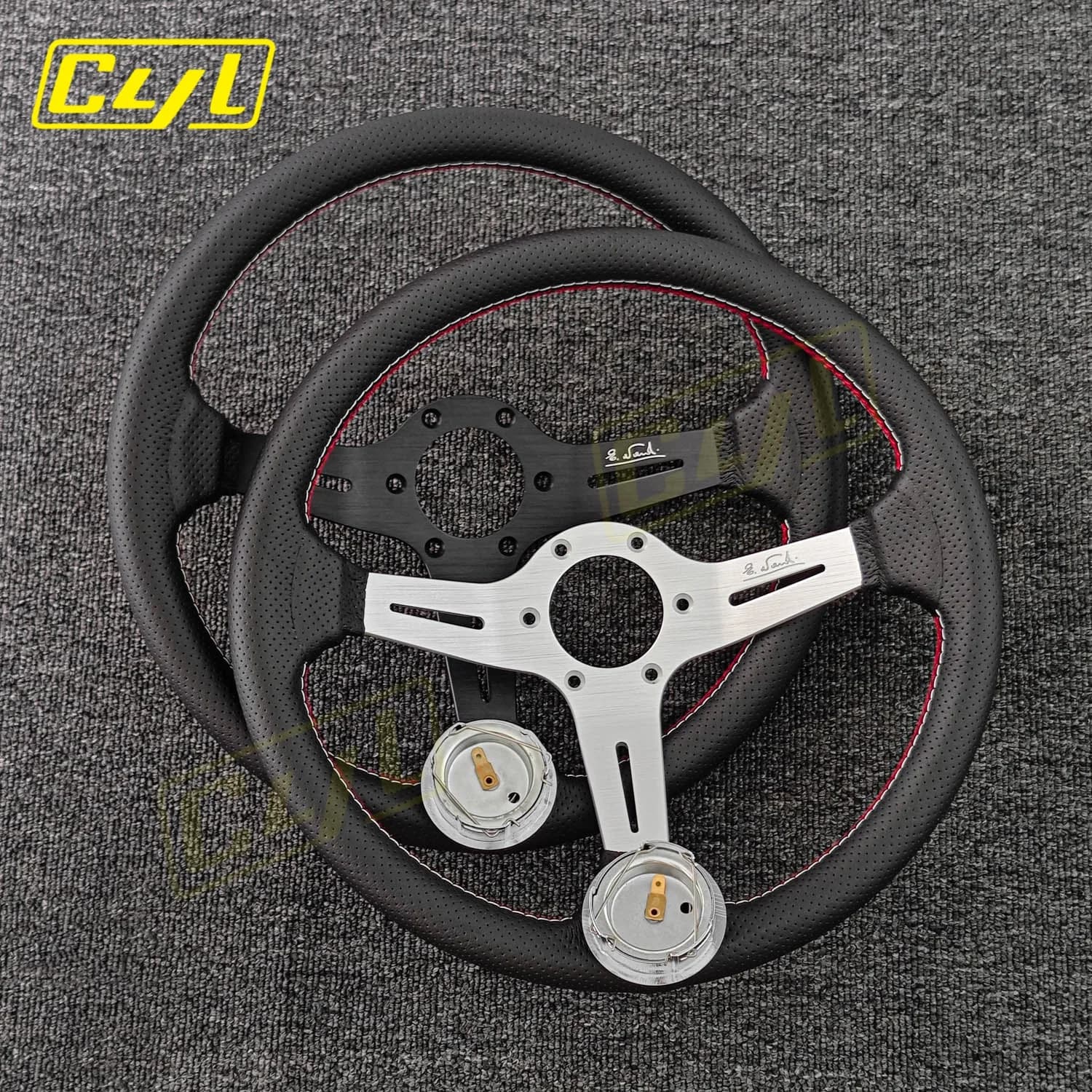 Volant de course JDM en cuir, universel, à fond profond, pour simulateur de course sportive