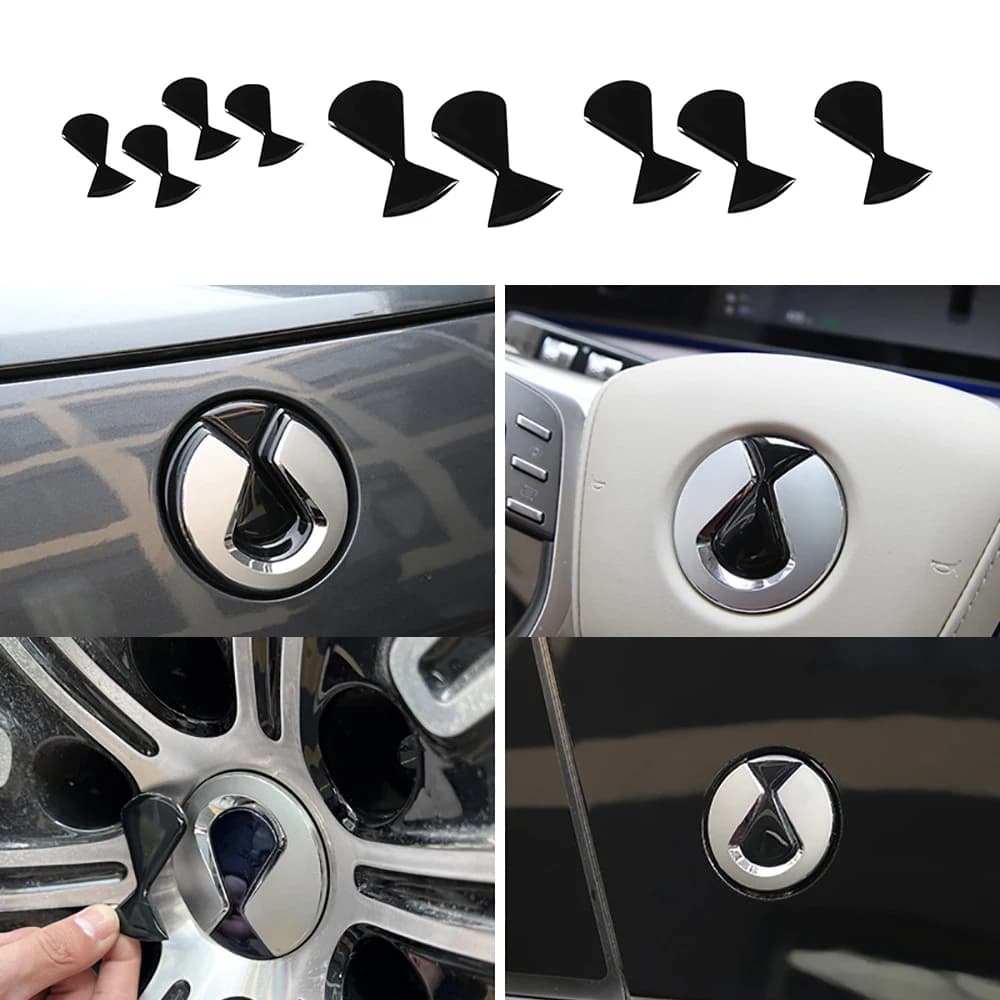 Logo de décoration de noircissement de voiture pour DENZA N9 2025, roues en caoutchouc tombantes, volant, pilier C, emblème de chevalier noir, accessoires