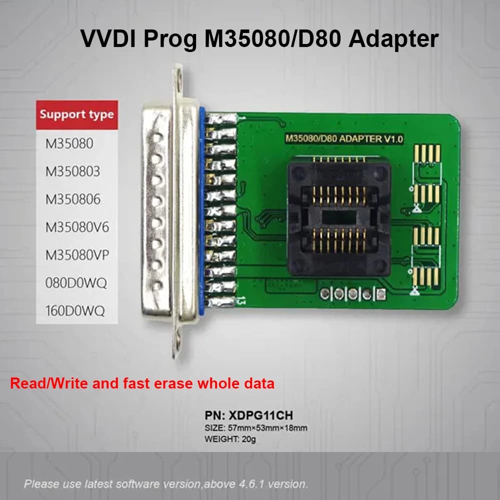 Outil de diagnostic OBD pour Xhorse, VVDI Prog, adaptateur V1.0, M350803, M350806, M35080V6, lecture, écriture, effacement rapide, données entières, nouveau, M35080, D80