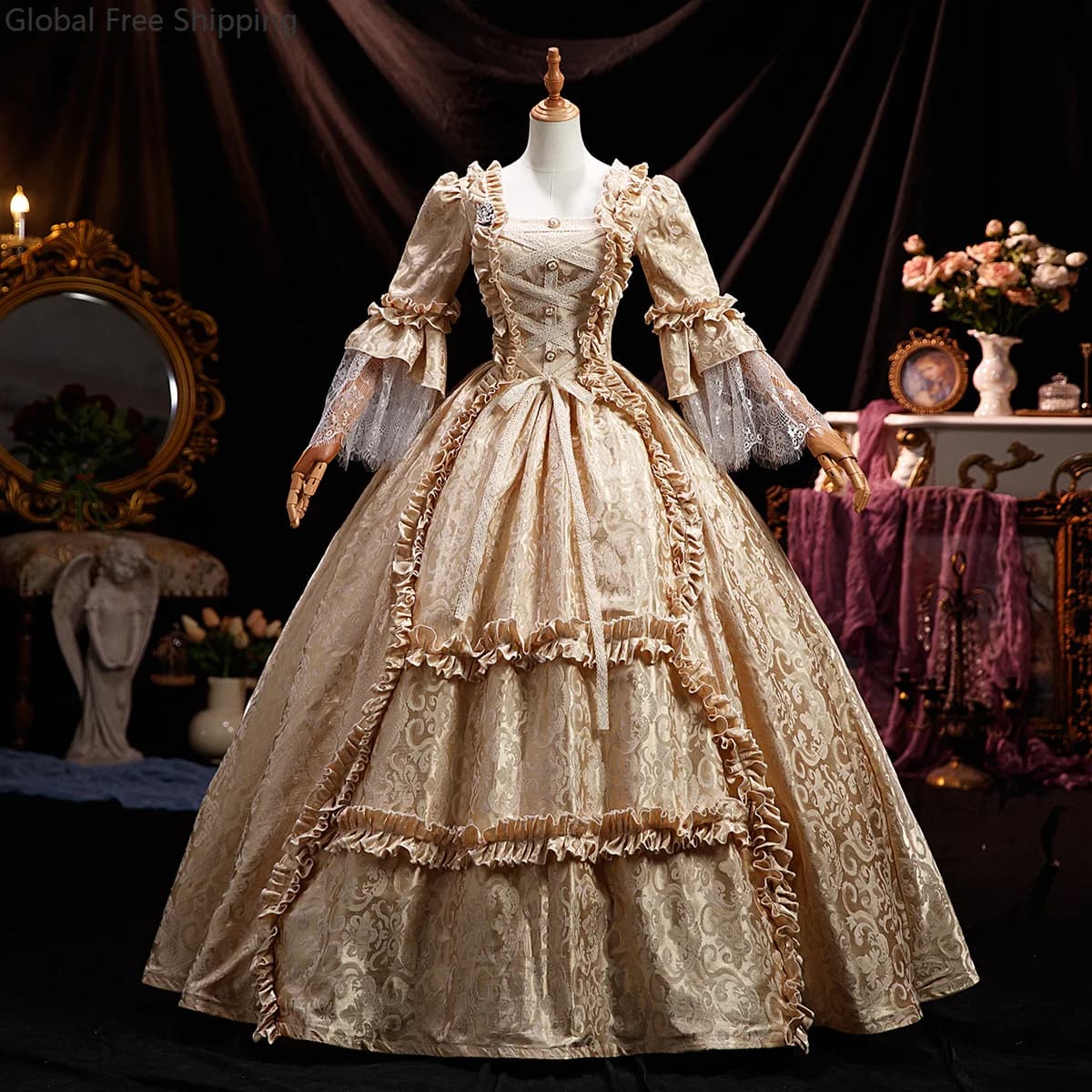 Robes de cour médiévales pour femmes Costumes de théâtre de la Renaissance Robes de soirée victoriennes Robes de mascarade de performance baroque 2026
