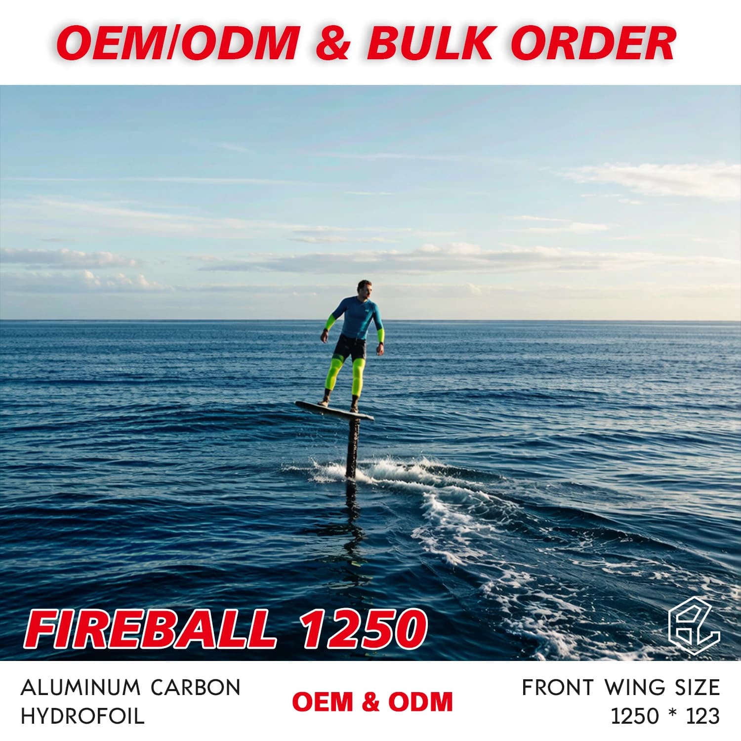 Aile avant hydrofoil FIREBALL 1250 1133cm² en fibre de carbone hautement modulaire