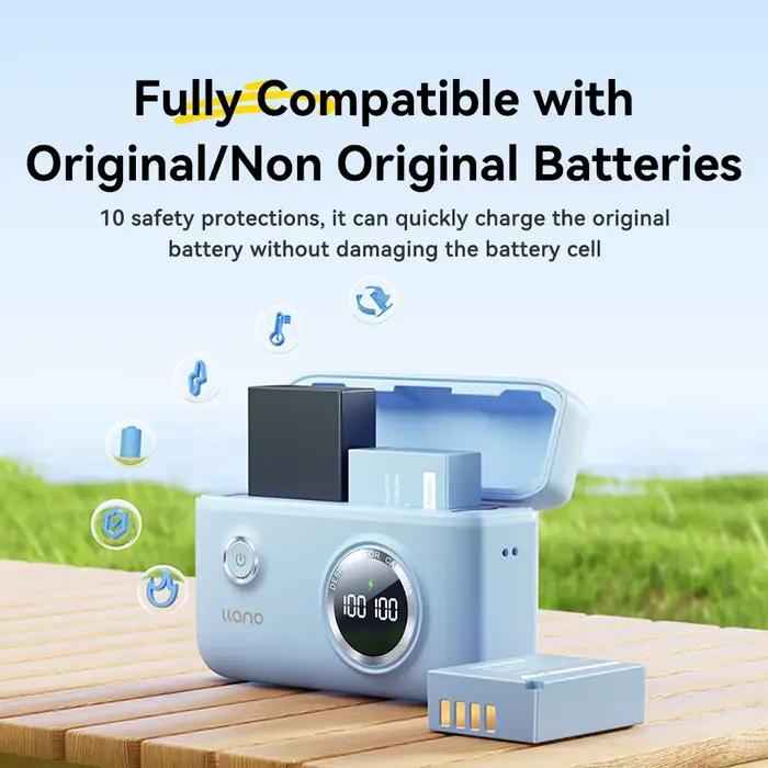 Chargeur d'appareil photo LLANO NP-W126s, double port de charge, affichage LED avec fonction de stoc