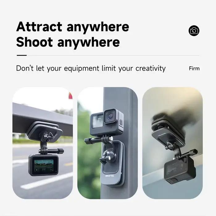 TELESIN 360 ° Support de pince à dos magnétique rotatif pour GoPro Hero 13 12 11 10 9 8 7 Insta360