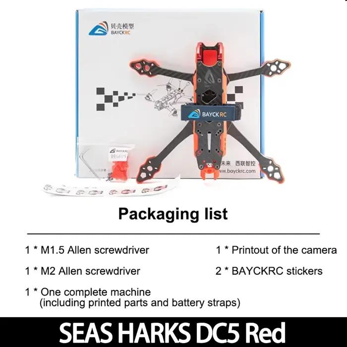 BAYCKRC SEAS HARKS DC Drone de course FPV Freestyle RC avec cadre de 5 pouces, bras de 6 mm et hélic