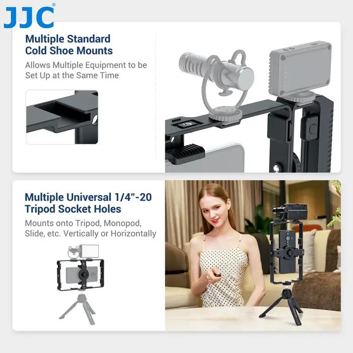 JJC – Kit de plate-forme vidéo universelle pour Smartphone, avec télécommande, poignée, Cage de Film