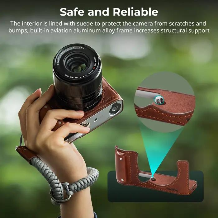 Kit demi-étui en cuir pour appareil photo SmallRig pour FUJIFILM X-M5 avec dragonne Style rétro avec