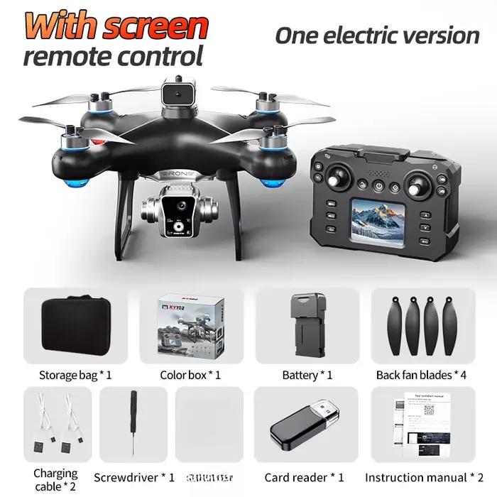 Drone professionnel KY102 MAX, caméra 8K sans balais, photographie aérienne à quatre axes, écran, té