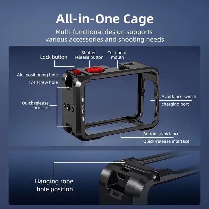 Flymile Action 6 boîtier de montage de caméra à Cage métallique pour DJI OSMO Action 6 accessoires c