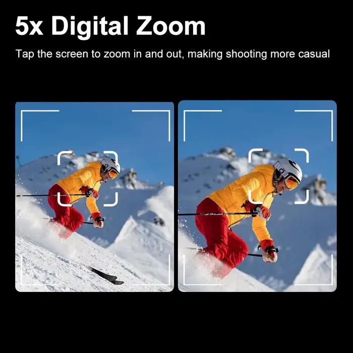 Caméra d'action Ourlife MTR41 5K 4K60FPS 5X Zoom 170 ° 30M étanche 2.0" IPS Touch LCD EIS WiFi cam